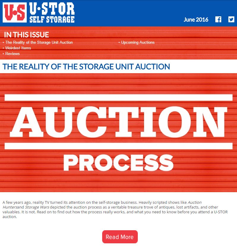 U-Stor June Newsletter - The Reality of the Storage Unit Auction