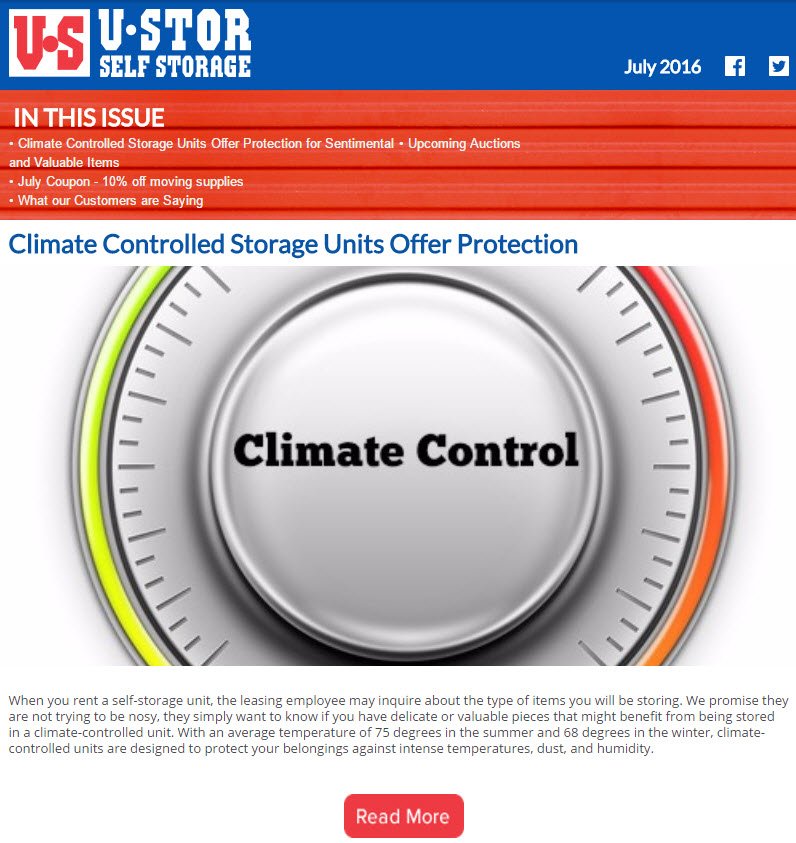 July Newsletter - Climate Controlled Storage Units Offer Protection for Sentimental and Valuable Items