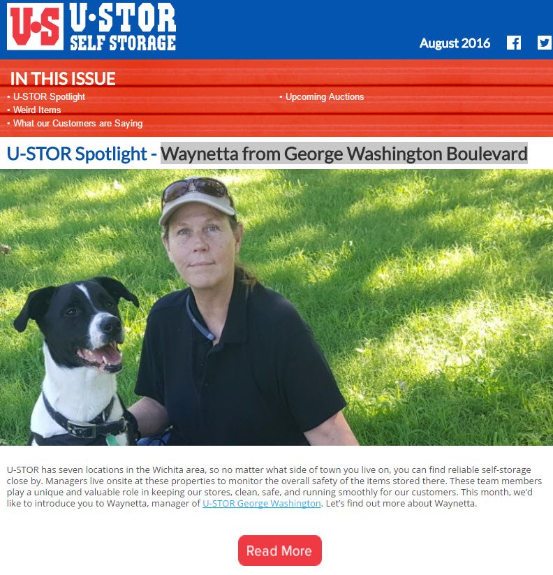 August Newsletter - U-STOR Spotlight - Waynetta from George Washington Boulevard