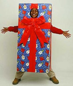 Christmas gift cardboard box costume