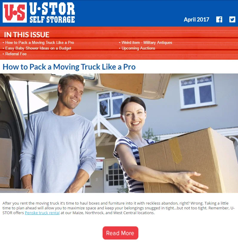 April Newsletter - How to Pack a Moving Truck, Easy Baby Shower Ideas and MORE!