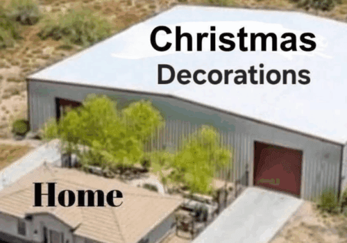 photo of a home with a large warehouse filled with christmas decorations for storage